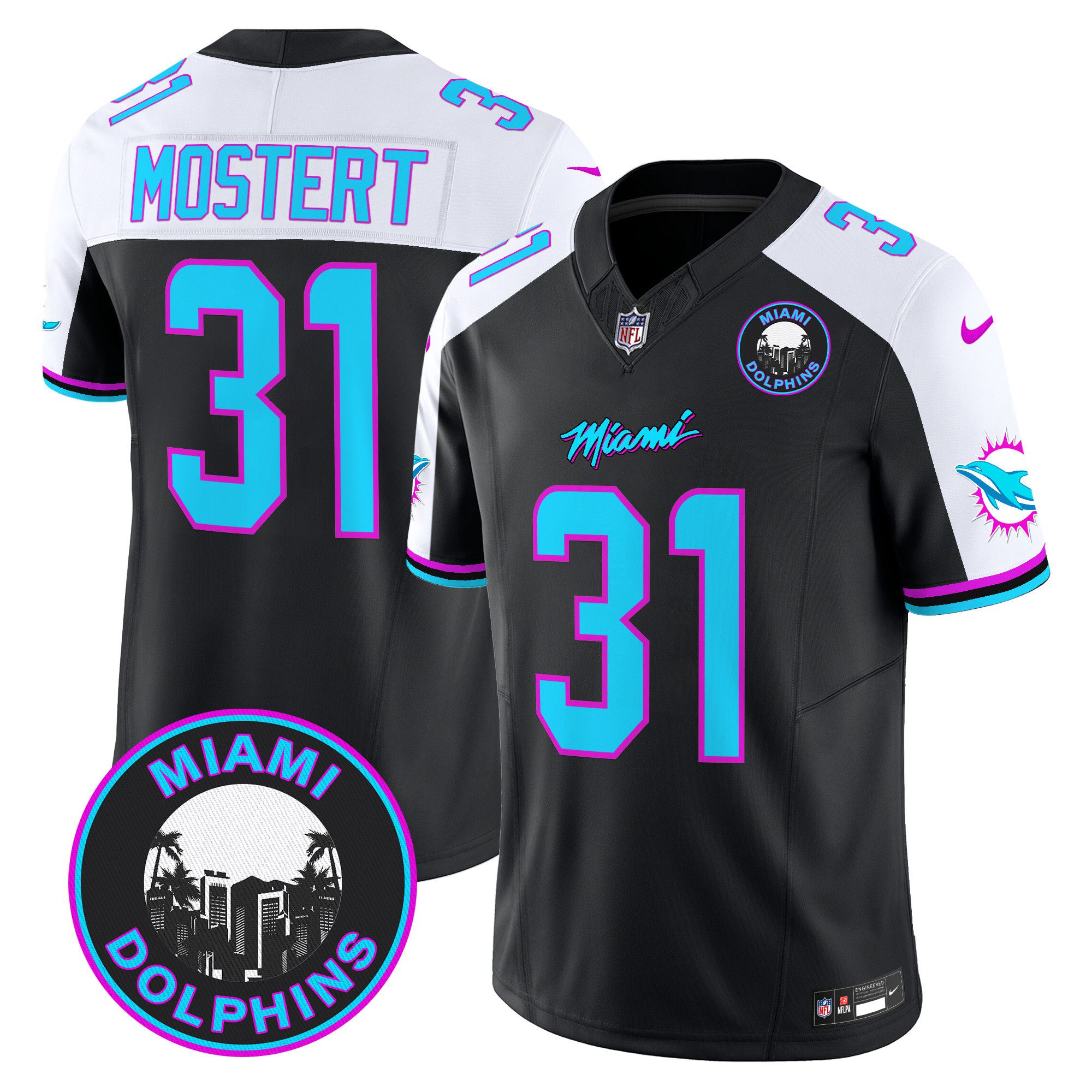 Men Miami Dolphins #31 Mostert Black 2024 Nike Vapor Limited NFL Jersey->indianapolis colts->NFL Jersey